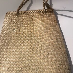 Creative Co-op Large Cream Seagrass Woven Tote Bag NWT